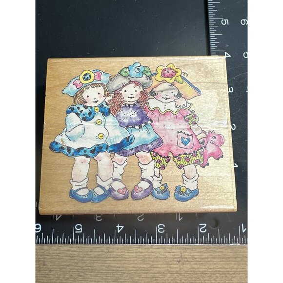 Vintage 2000 Penny Black Inc. "The Three Of Us" Wooden Rubber Stamp - Picture 2 of 5